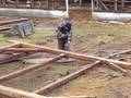 Camp Barn Frame Dismantle / Driving the wood pegs